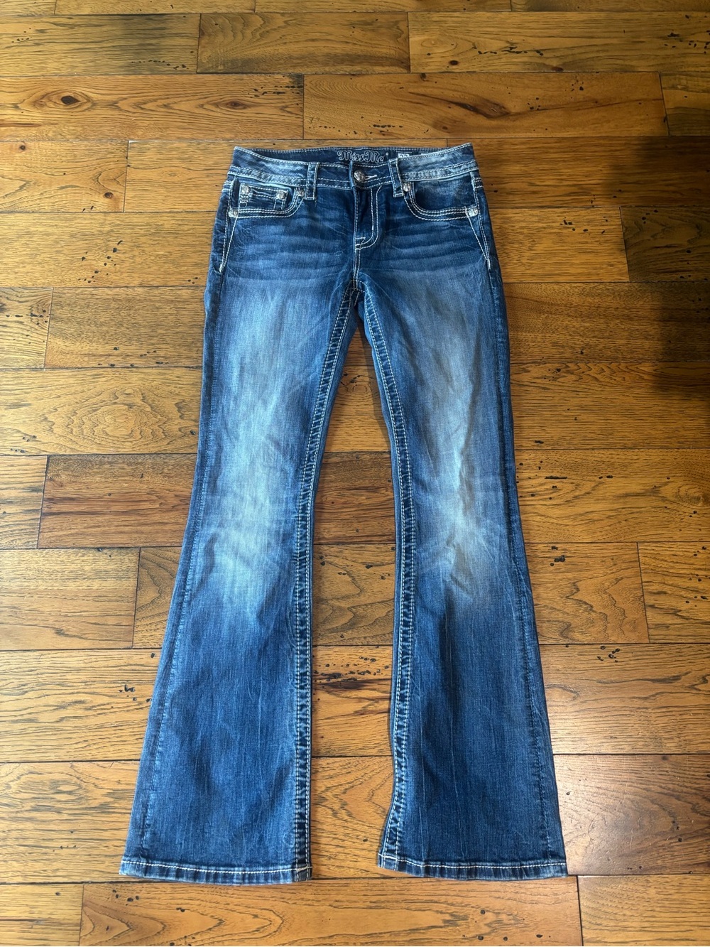 Miss Me Classic Women's Blue Bootcut Jeans Embellished Pockets Size 27